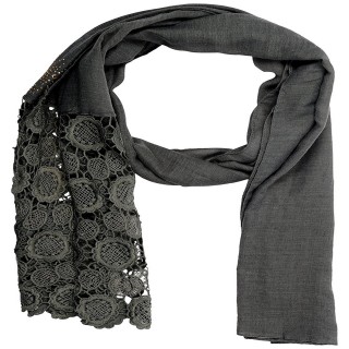 Half Net Diamond Stole- Graphite Grey